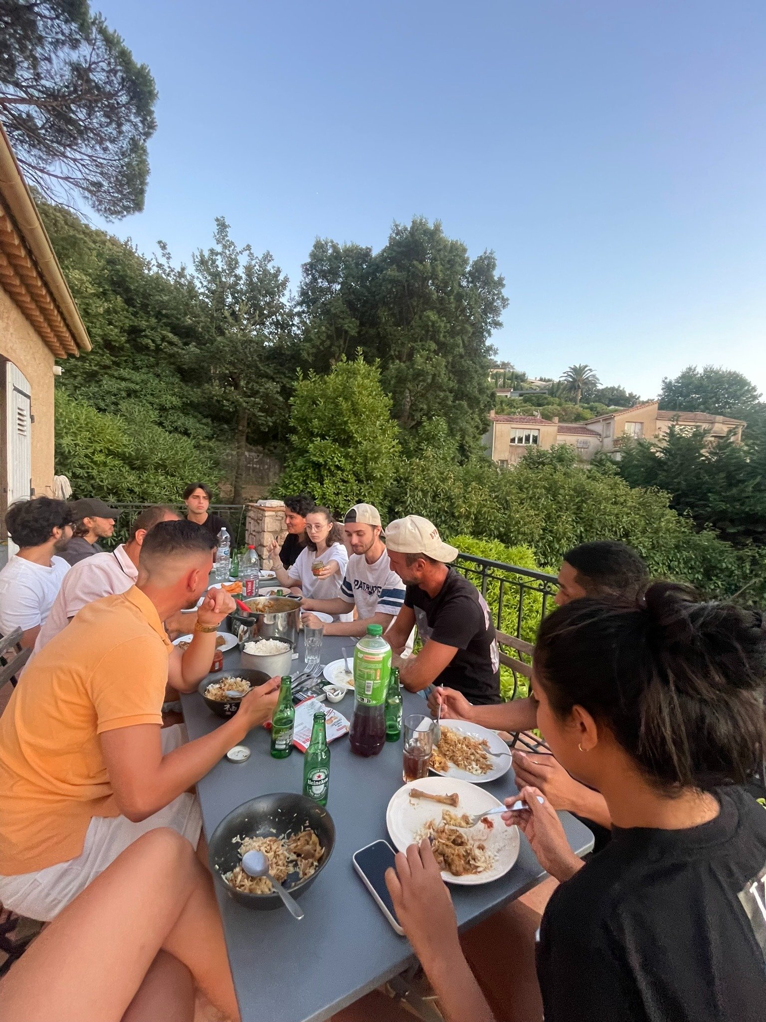 Hospitality staff dinner in a summer season in Saint-Tropez