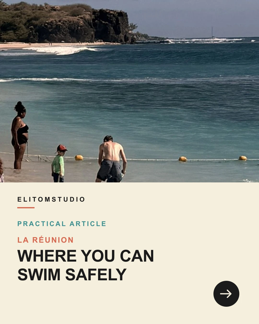 People swimming inside a protected lagoon on La Réunion Island.